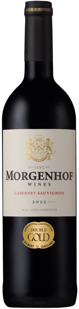 Morgenhof Wines Cabernet Sauvignon 2022 red wine bottle with a Double Gold award medal